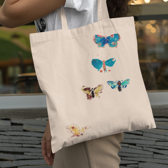 . Handbags - Natural Colorful Butterflies Tote Bag